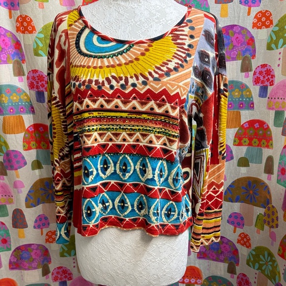 Sacred Threads Tops - Sacred Threads 100% Cotton Beaded L/S Top. Small